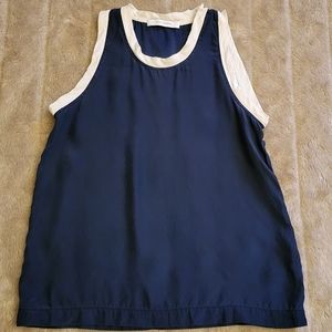 Nili Lotan all silk contrast trim tank blouse